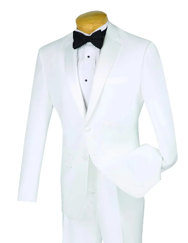 Fashion Shirts Slim Fit 2 Piece Tuxedo Single Breasted 2 Button Design in White