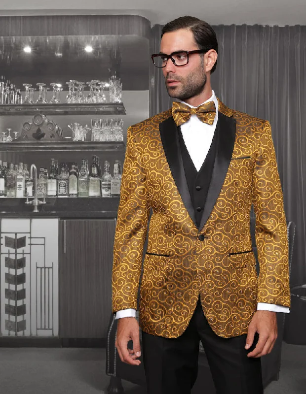 Smart Tops Statement Confidence Gold Paisley 3PC Tuxedo