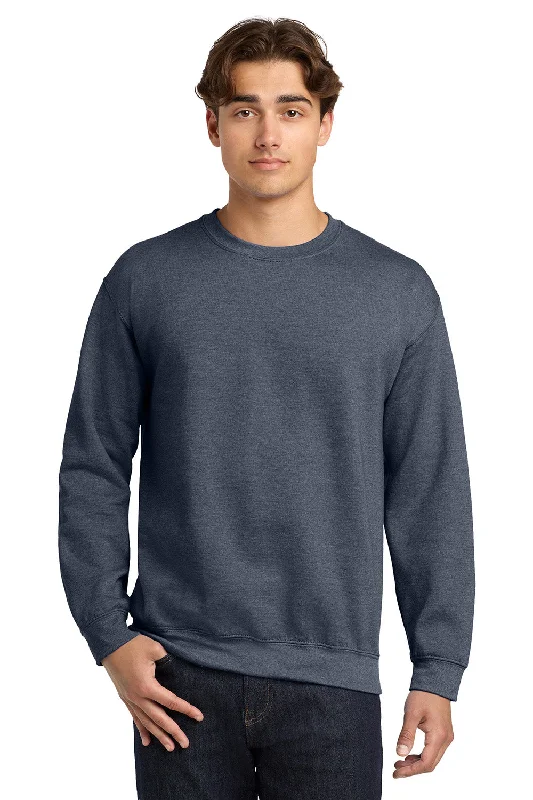 Comfortable Tops Gildan Mens Pill Resistant Fleece Crewneck Sweatshirt - Heather Dark Navy Blue