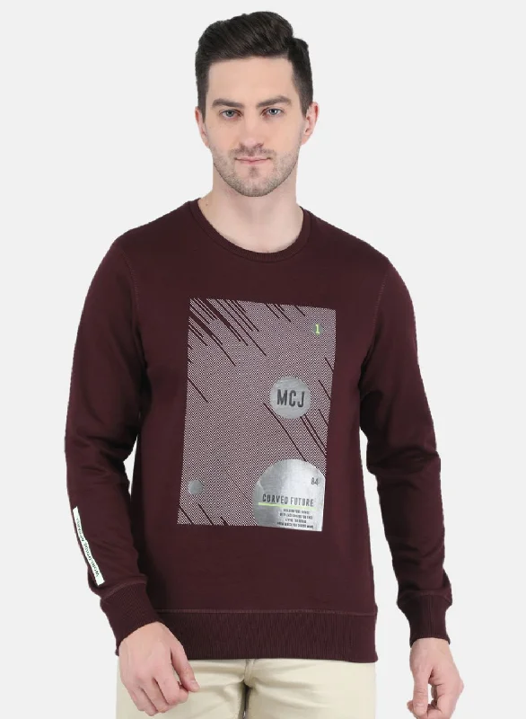 Street Pants Men Maroon Printed Sweatshirt