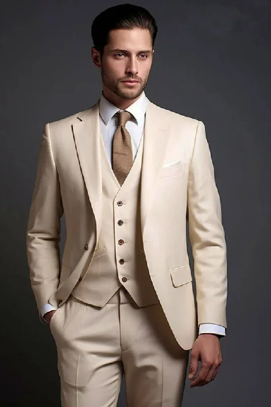 Practical Hoodies Men Three piece Suit Formal Cream Suit Dinner Suit Elegant Suit Party Wear Suit Bespoke