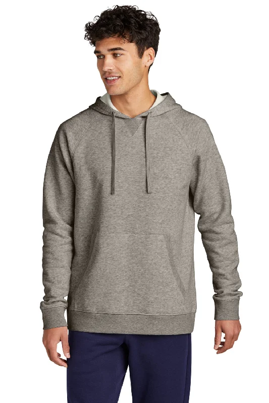 Relaxed Tops Sport-Tek Mens Drive Fleece Hooded Sweatshirt Hoodie w/ Pouch Pocket - Heather Vintage Grey