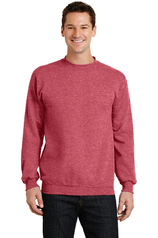 Trendy Layers Port & Company Mens Core Pill Resistant Fleece Crewneck Sweatshirt - Heather Red