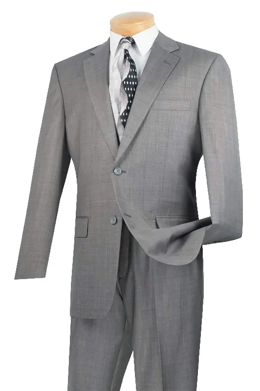 Simple Pants Regular Fit 2 Piece 2 Button Textured Weave In Gray