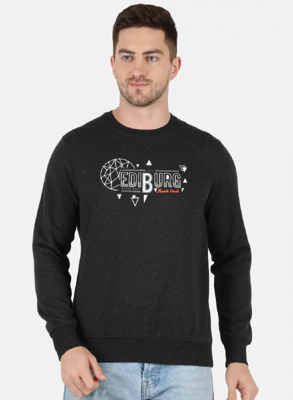 Comfortable Tops Men Black Printed Sweatshirt