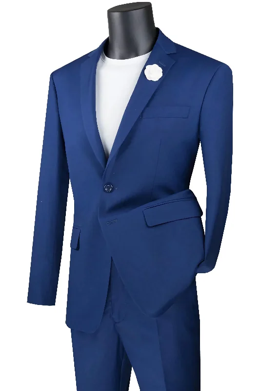 Premium Hoodies Slim Fit Men's Suit 2 Piece 2 Button in Twilight Blue