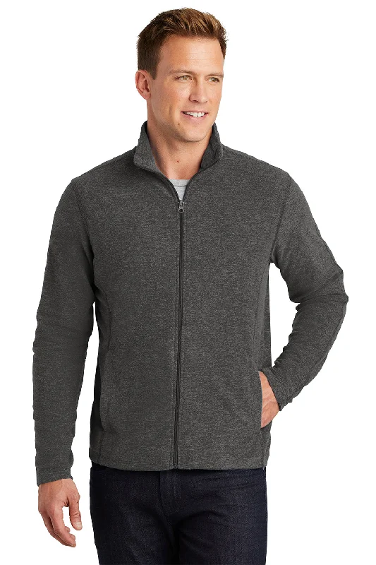 Urban Sweaters Port Authority Mens Heather Pill Resistant Microfleece Full Zip Sweatshirt - Heather Charcoal Black