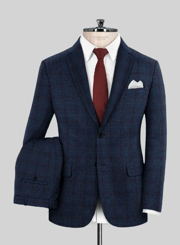 Modern Hoodies Reda Zodiac Blue Checks Wool Suit