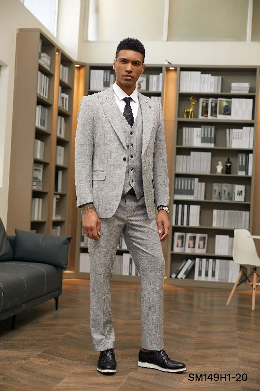 Versatile Shorts Light Grey Windowpane w Texture 3 PC Stacy Adams Suit