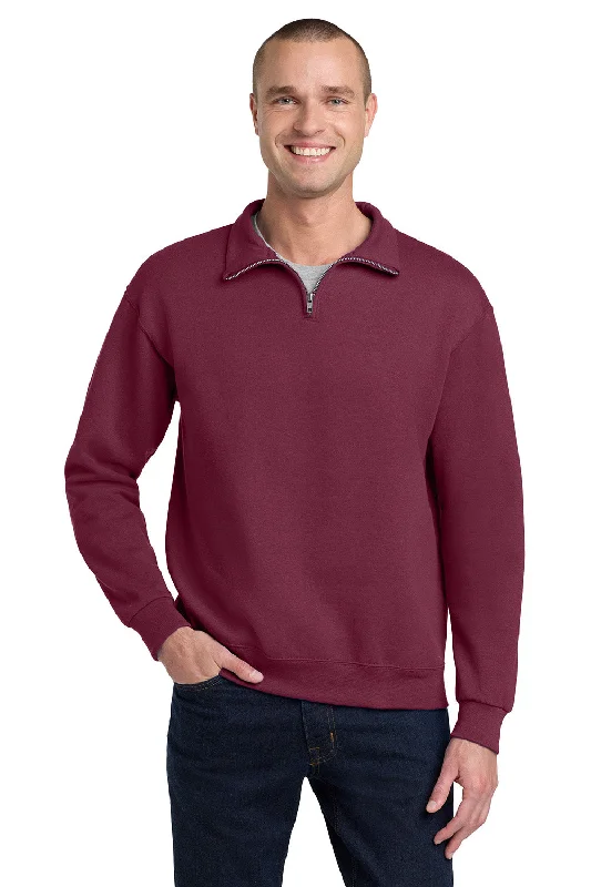 Everyday Footwear Jerzees Mens NuBlend Pill Resistant Fleece 1/4 Zip Sweatshirt - Maroon