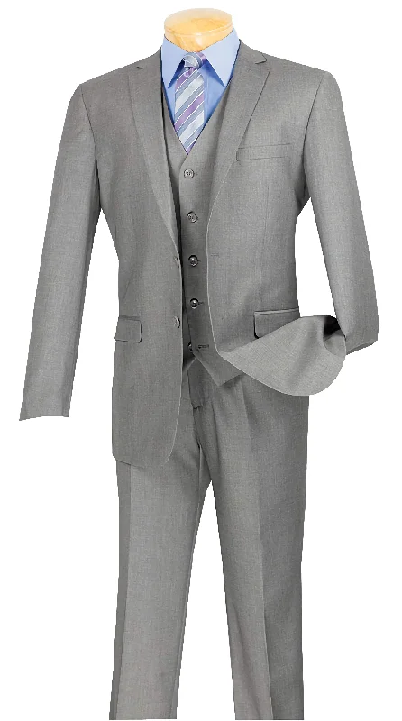 Trendy Shirts Slim Fit Suit 3 Piece 2 Button in Medium Gray