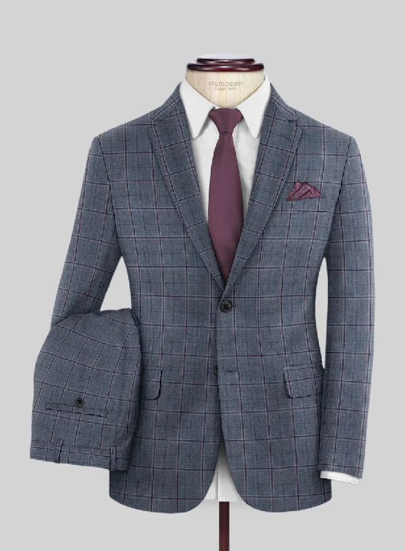 Sporty Footwear Reda Tropical Blue Checks Wool Suit