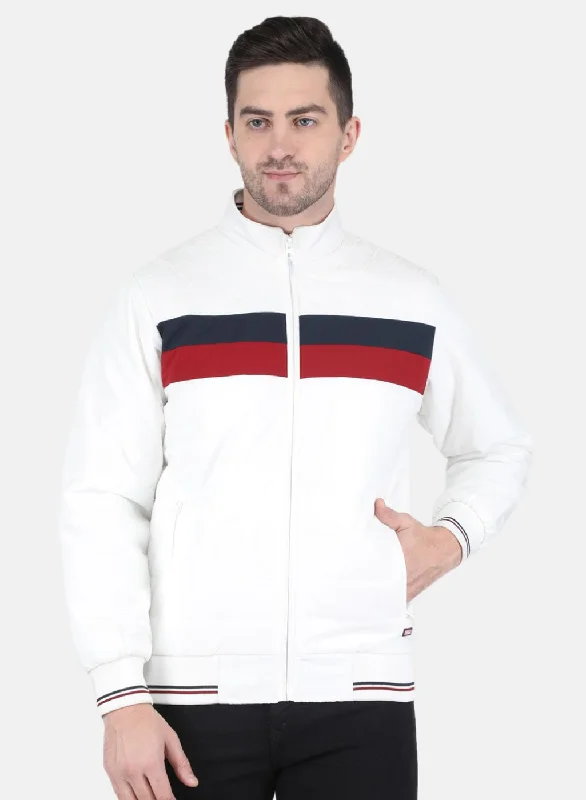 Warm Hoodies Men White Solid Sweatshirt