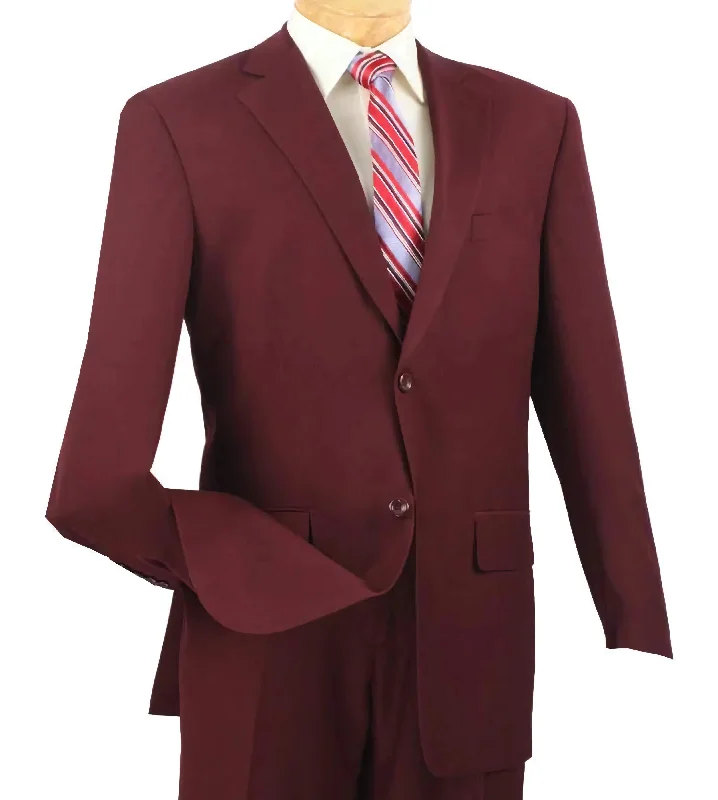 Sporty Jackets Regular Fit 2 Piece 2 Button Textured Weave Burgundy