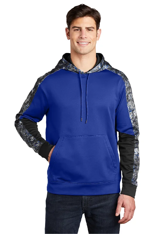 Fashion Hoodies Sport-Tek Mens Sport-Wick Mineral Freeze Moisture Wicking Fleece Hooded Sweatshirt Hoodie w/ Pouch Pocket - True Royal Blue