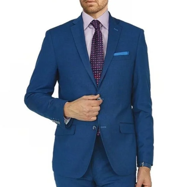 Relaxed Tops New York Man Italian Designer French Blue 2 Piece Suit (available in Slim or Modern fit)