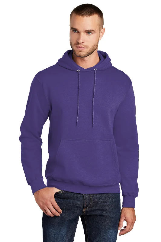 Cool Pants Port & Company Mens Core Pill Resistant Fleece Hooded Sweatshirt Hoodie w/ Pouch Pocket - Purple