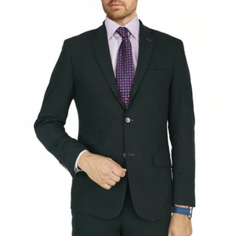 Stylish Outerwear New York Man Italian Designer Black 2 Piece Suit (available in Slim or Modern fit)