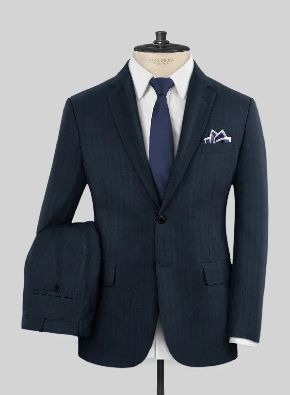 Basic Hoodies Lanificio Zegna Trofeo Dexi Blue Stripe Wool Suit