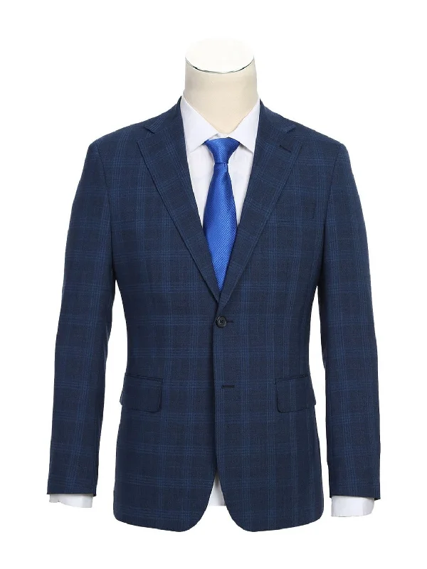 Street Pants Airforce Blue Plaid Wool Suit