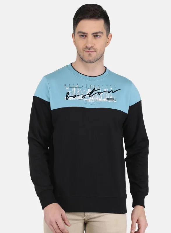 Basic Casuals Men Black Solid Sweatshirt