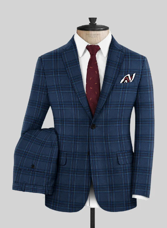 Simple Shirts Reda Vale Blue Checks Wool Suit