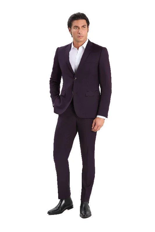 Street Style Pants Plum Purple 2 Button Suit