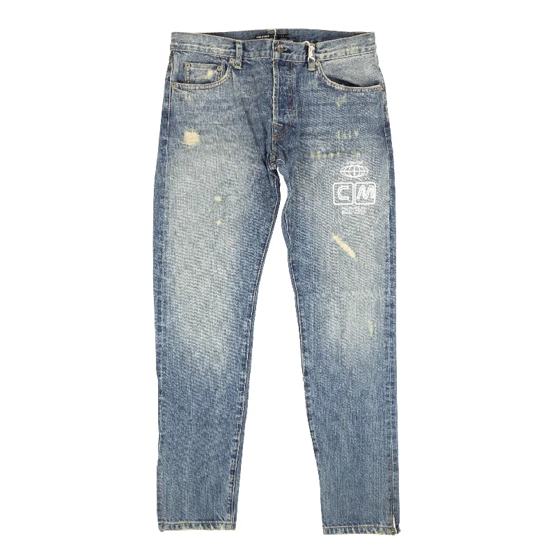 Trendy Layers Visitor On Earth Distressed Jeans - Blue