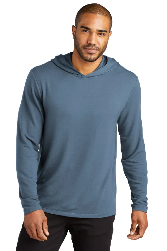 Comfortable Hoodies Port Authority Mens Microterry Snag Resistant Hooded Sweatshirt Hoodie - Dusk Blue