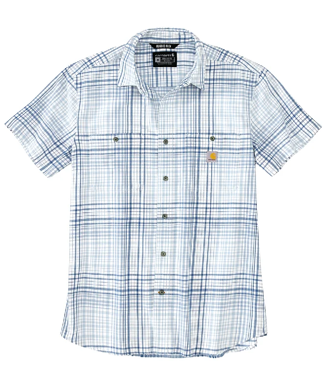 Carhartt Men's Rugged Flex Plaid Short Sleeve Shirt - Fog Blue