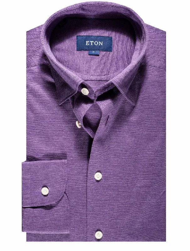 Slim Fit Jersey Pique Shirt Purple