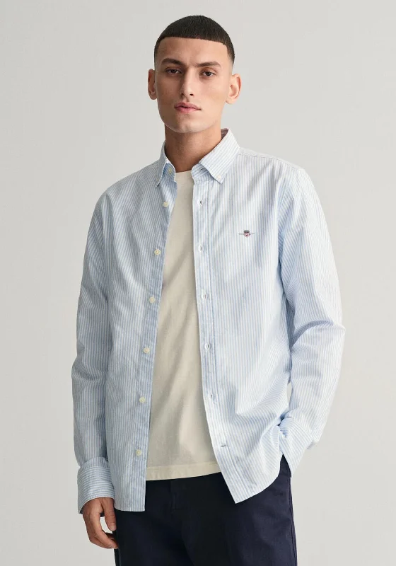 Gant Oxford Banker Stripe Shirt, Light Blue