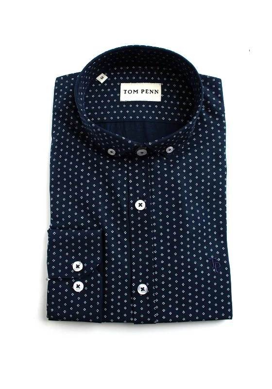 Tom Penn Abstract Long Sleeve Shirt, Navy