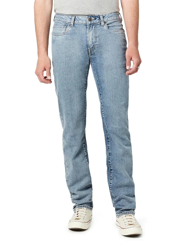 Mens Mid-Rise Stretch Straight Leg Jeans