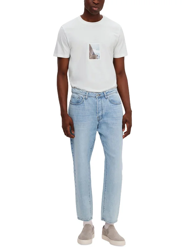 Mens Mid-Rise Tapered Slim Jeans