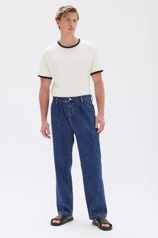 Mens Relaxed Pleated Jean