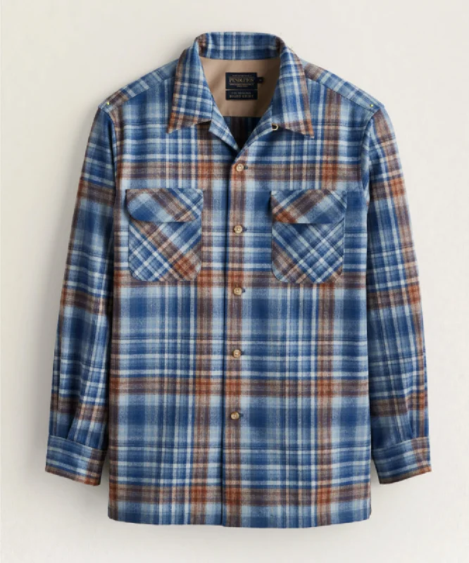 Pendleton Men's Wool Board Shirt - Blue/Tan Ombre Plaid