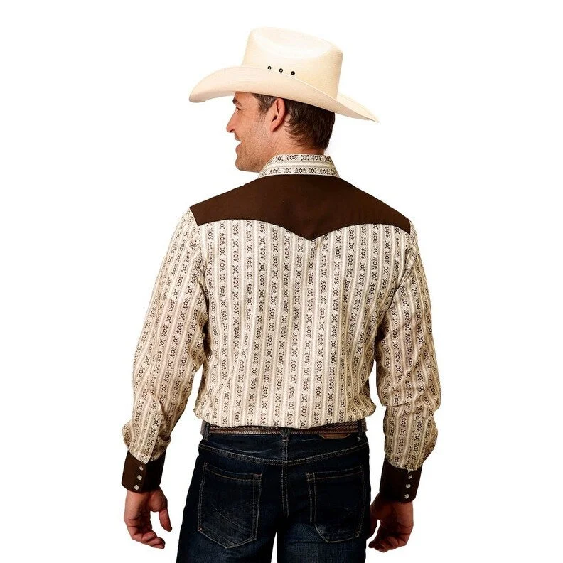 Roper Western Shirt Mens L/S Pieced Curved Brown 01-001-0087-3062 BR