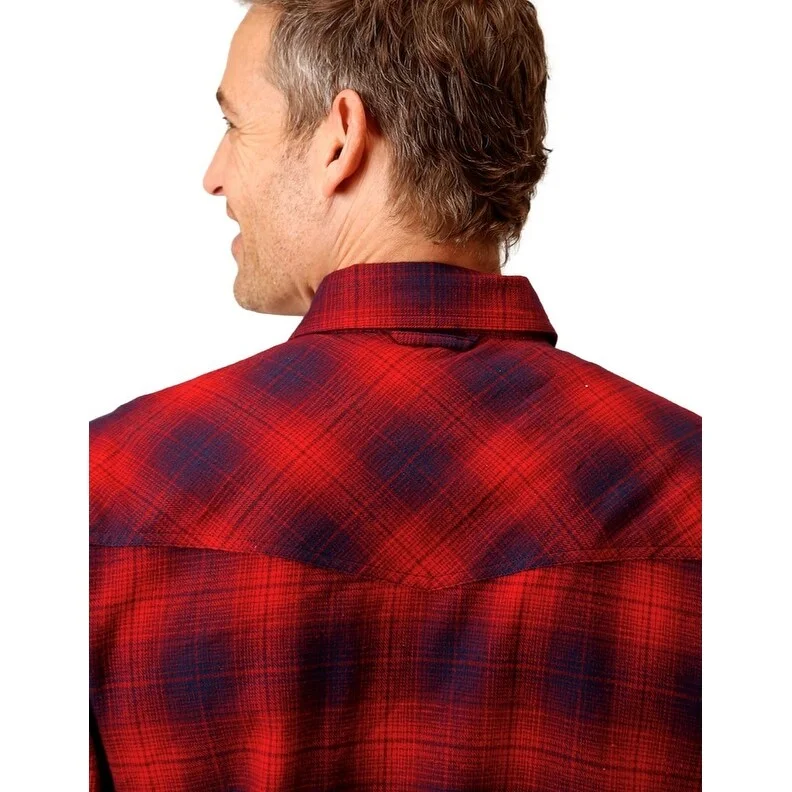 Roper Western Shirt Mens L/S Plaid Snap Red 03-001-0522-5696 RE