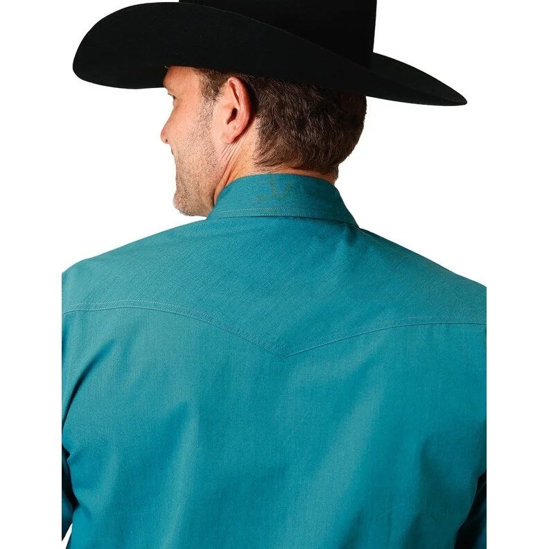 Roper Western Shirt Mens L/S Solid Snap Teal 03-001-0265-0707 GR