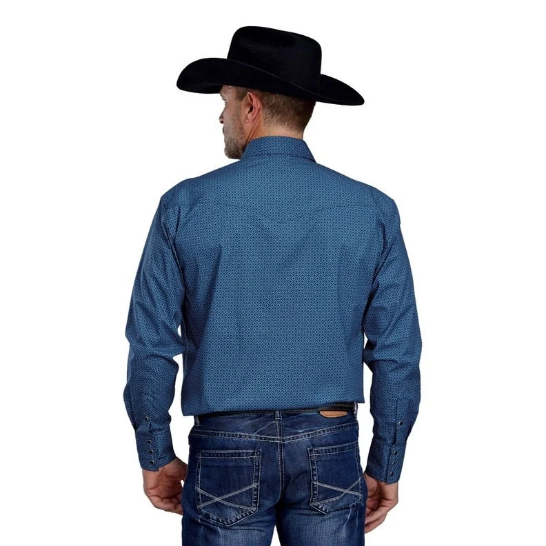 Roper Western Shirt Mens L/S Stretch Fit Snap Blue 03-001-0725-6601 BU