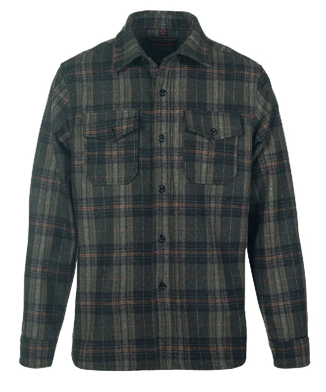 Schott NYC Men’s Plaid CPO Wool Shirt - Olive