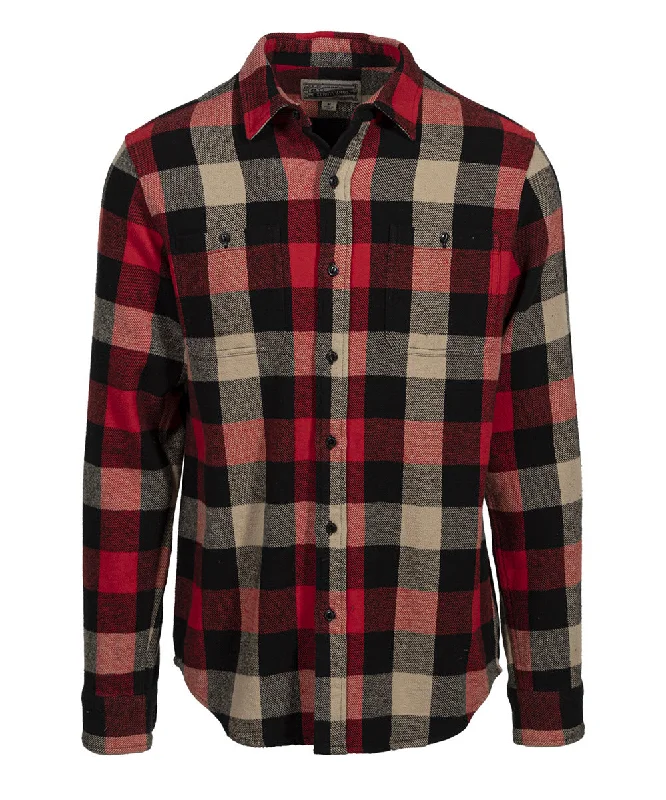 Schott NYC Men's Plaid Flannel Shirt - Black/Red