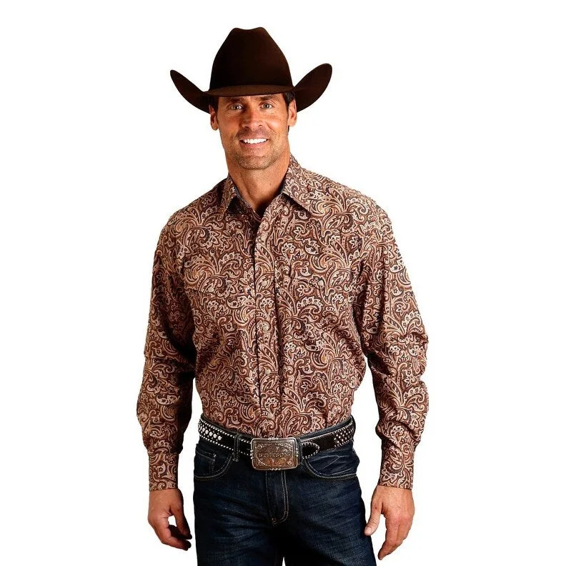 Stetson Western Shirt Mens L/S Paisley Brown 11-001-0425-6066 BR