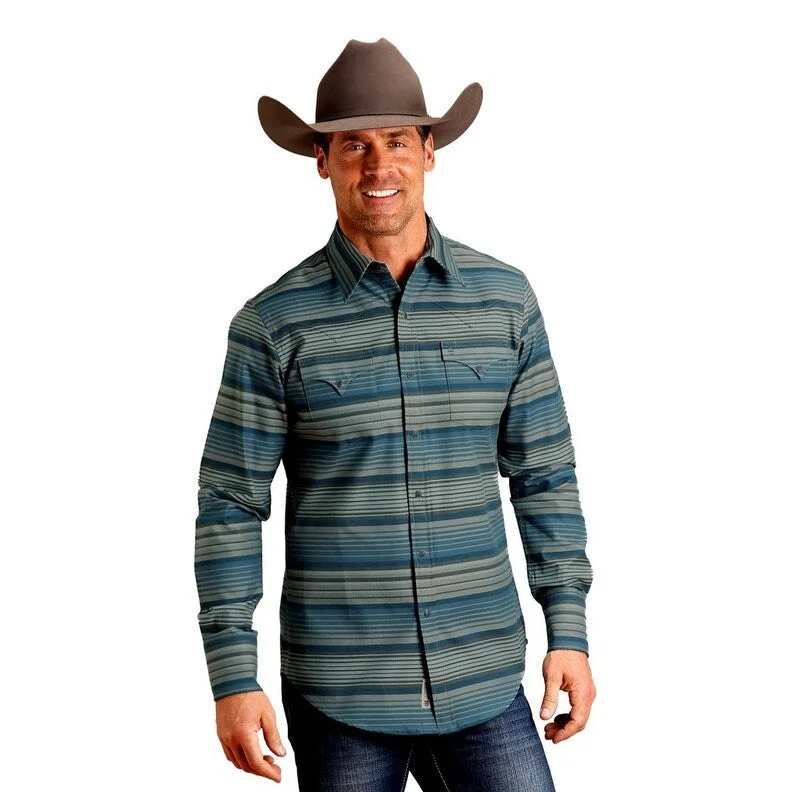 Stetson Western Shirt Mens L/S Serape Stripe Brown 11-001-0476-0183 BR