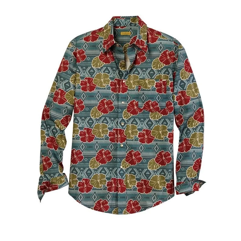 Tin Haul Western Shirt Men L/S Tropical Aztec Snap 10-001-0064-0483 BU