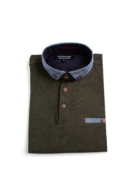 Advise Contrast Trim Polo Shirt, Khaki