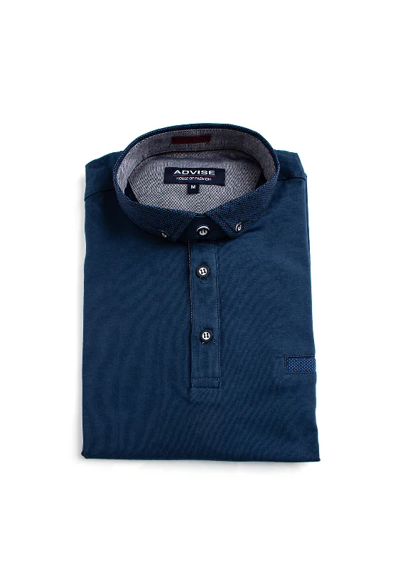 Advise Contrast Micro Print Polo Shirt, Marine