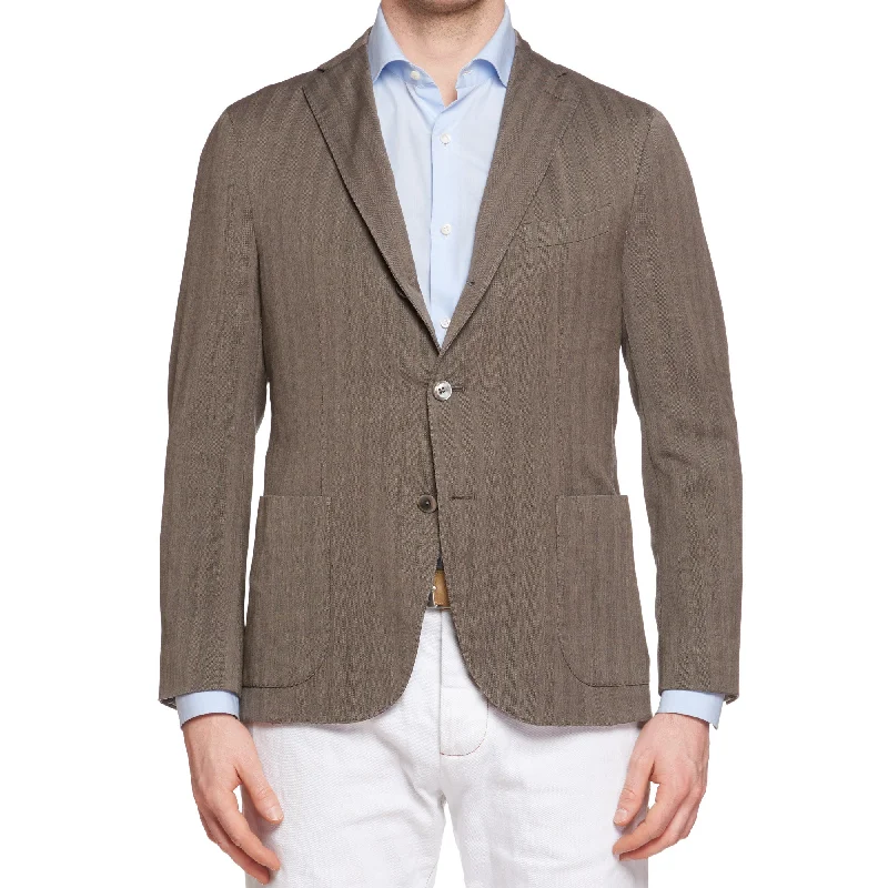 BOGLIOLI "K.Jacket" Gray Herringbone Wool Unlined Jacket EU 50 NEW US 40 Short Fit