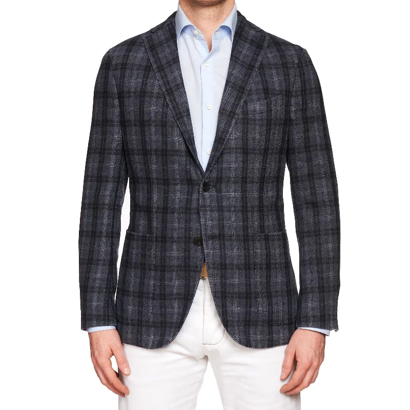 BOGLIOLI "K.Jacket" Gray Plaid Cashmere-Wool-Cotton Unlined Jacket EU 50 NEW US 40